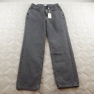 Good American Gray Straight Leg Jeans